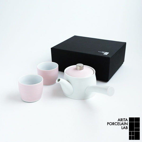 JAPAN CHERRY デザイン急須1個 湯呑2個 セット ベビーピンク 化粧箱入