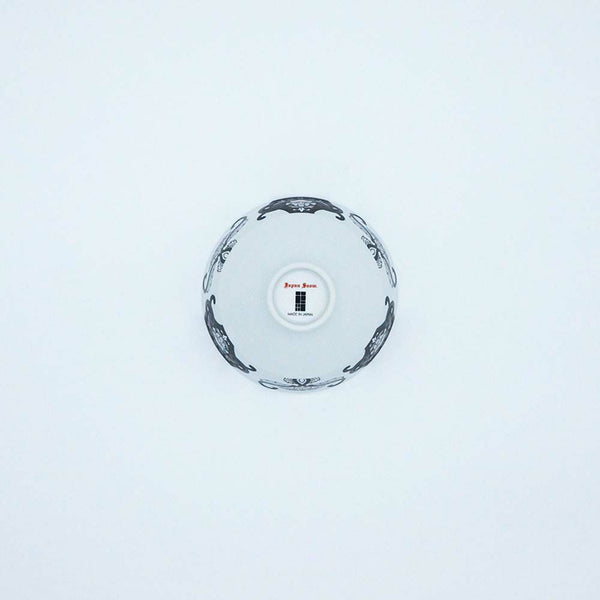 JAPAN SNOW 段付飯碗 古伊万里草花紋 ブラック