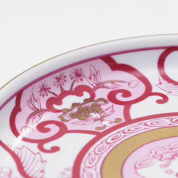 JAPAN AUTUMN 銘々皿 古伊万里草花紋 ワインレッド 化粧箱入