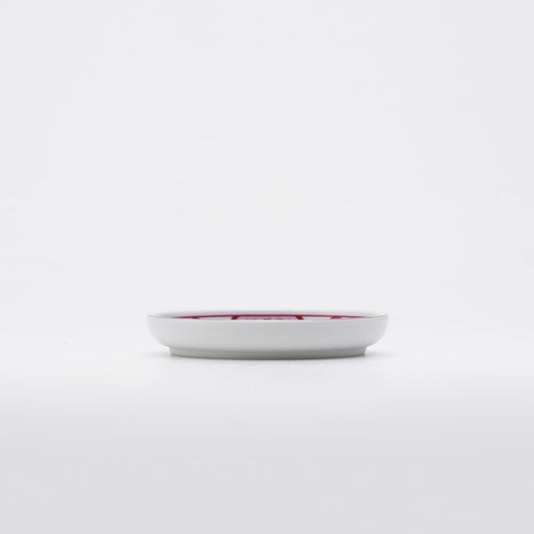 JAPAN AUTUMN 銘々皿 古伊万里草花紋 ワインレッド 化粧箱入