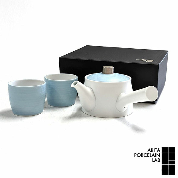 JAPAN BLUE デザイン急須&湯呑セット パールブルー 化粧箱入