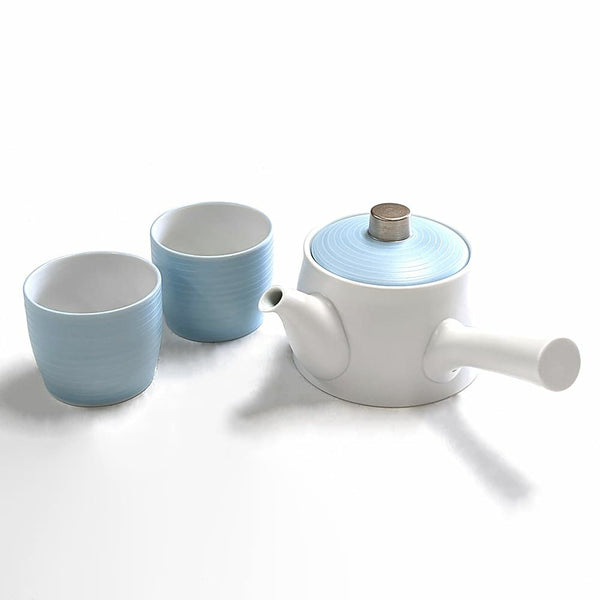 JAPAN BLUE デザイン急須&湯呑セット パールブルー 化粧箱入