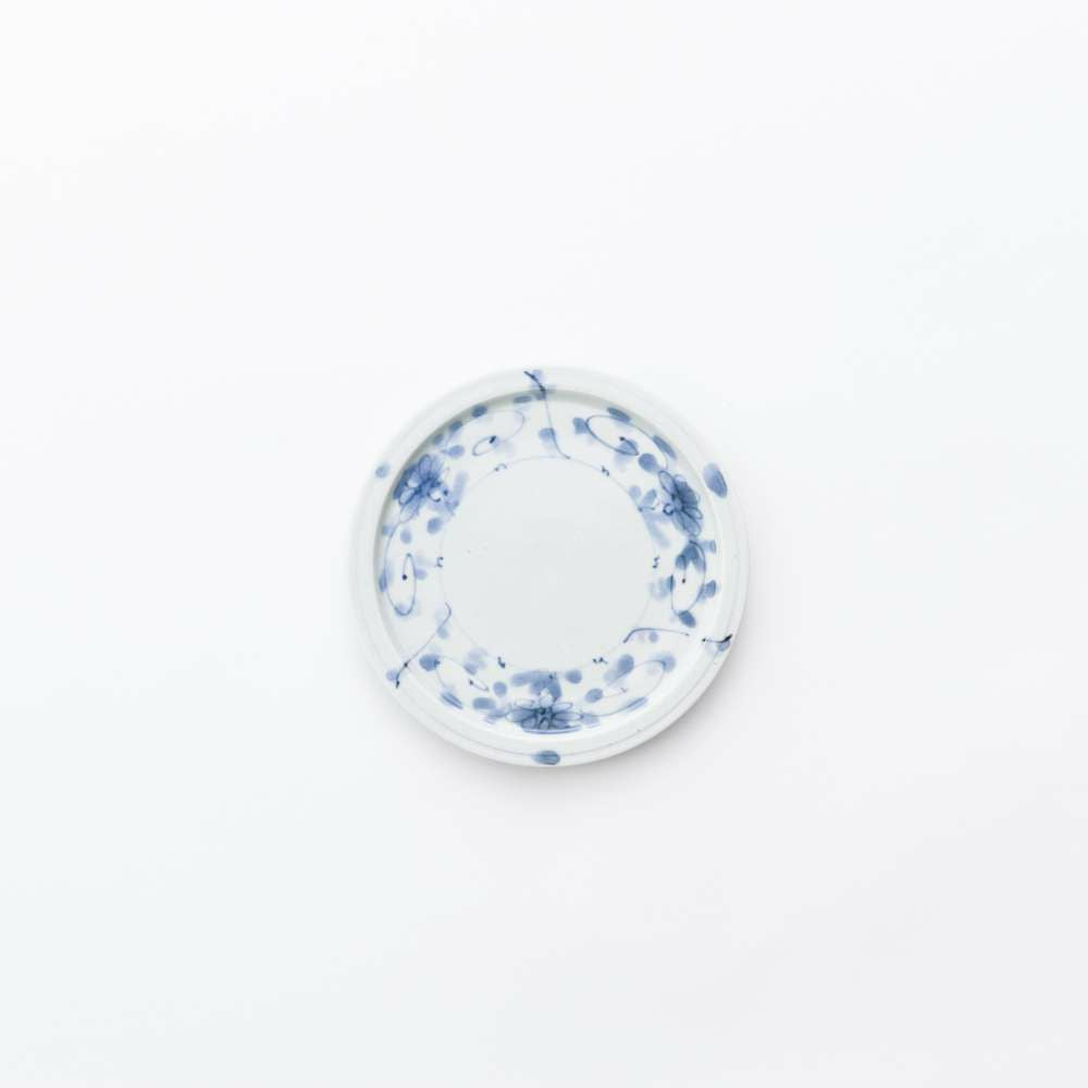 岡晋吾 5寸天平 平皿 牡丹唐草